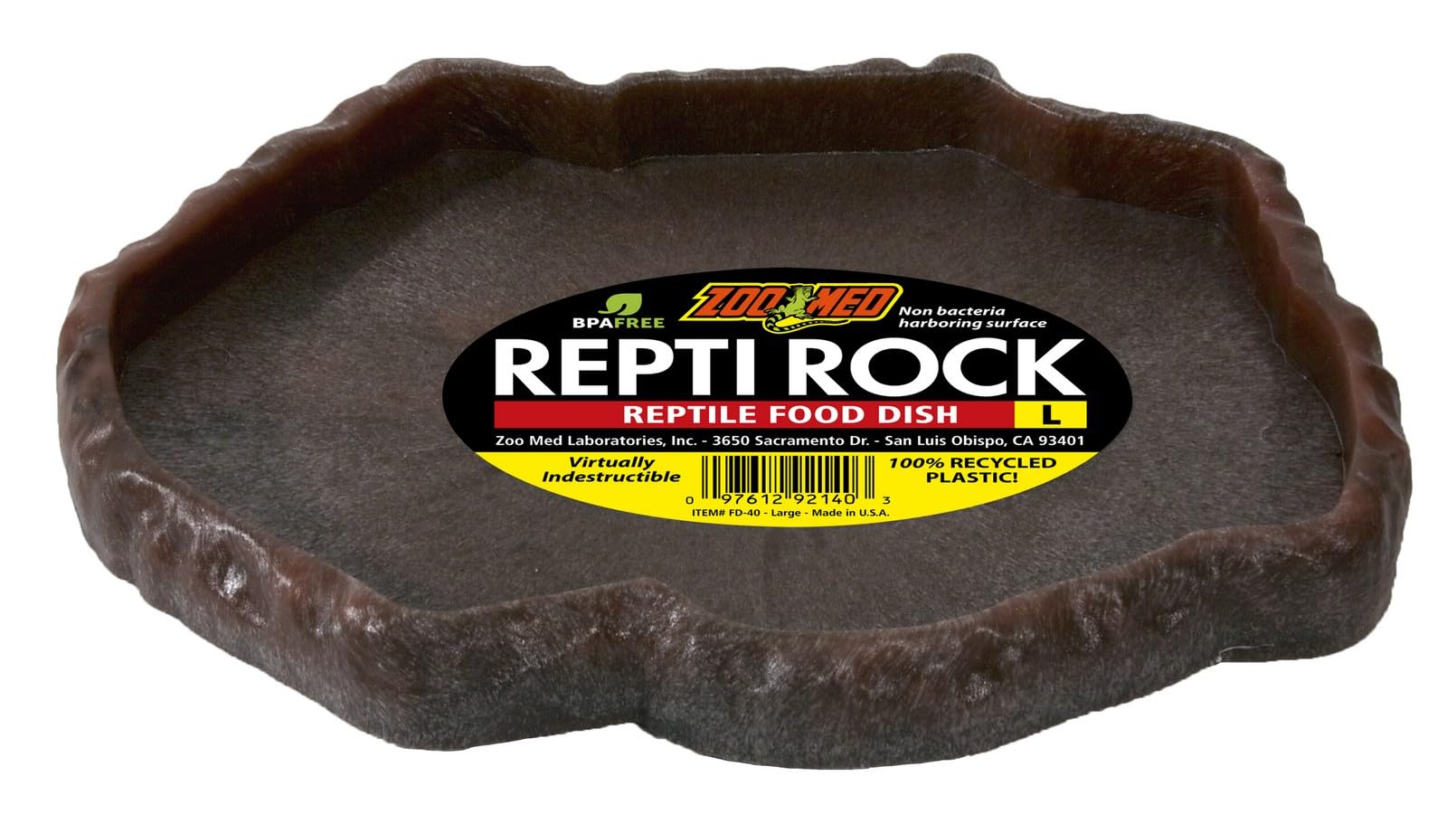 Zoo Med FD-40 Repti Rock Feed Dish, Large, Assorted colors