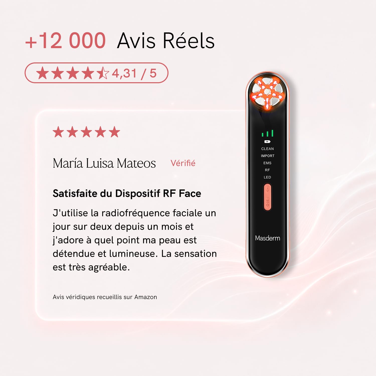 MASDERM | Appareil Radiofréquence Visage 5 en 1 | Masseur Facial Electrique | Nettoyage Facial | Machine Hifu Visage et Corps Professionnel | Galvanica Facial raffermissant | Haute Fréquence