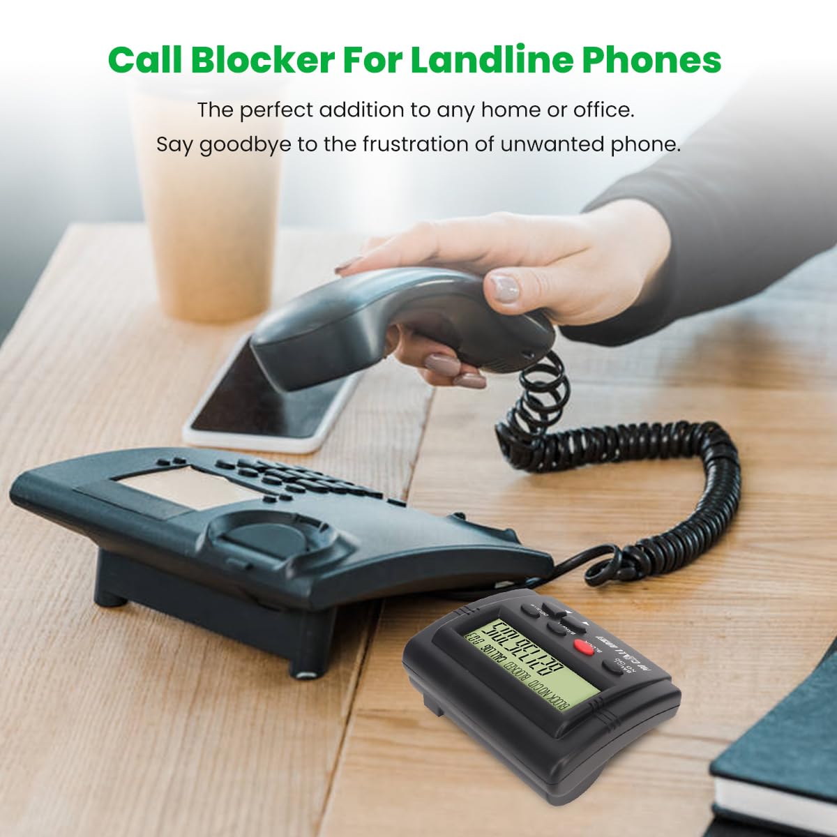 LOCADENCE Call Blocker for Landline Phones, 4000 Groups Large Capacity Plug and Play LCD Display Home Phone Auto Call Block, Prevent Harassment Caller ID Box with Dual Plugs for Home Office