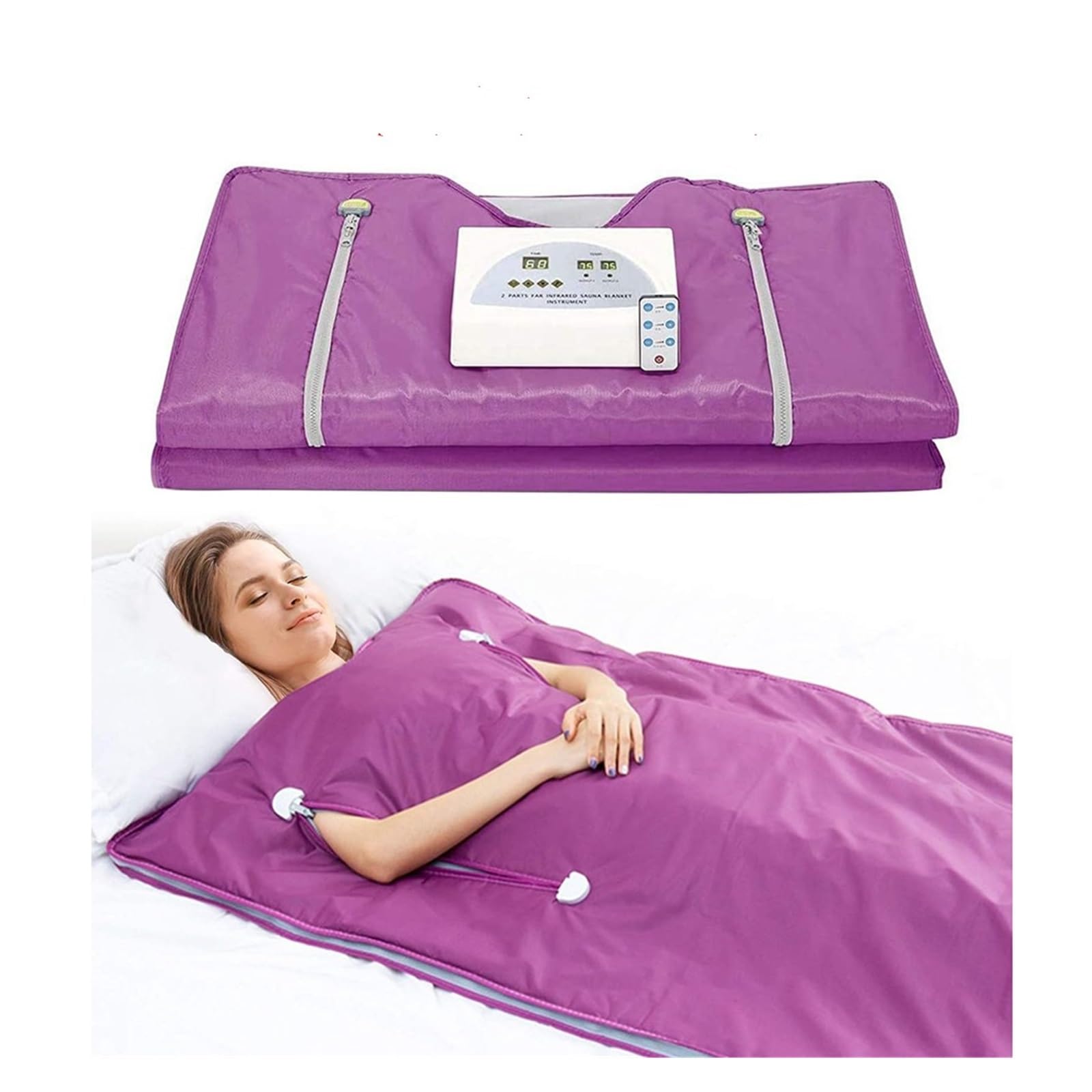 Manta de Sauna calefactora for Adelgazar Corporal, Manta de Sauna ponderada Digital Profesional de 2 Zonas for Mujeres, pérdida de Peso(Purple)