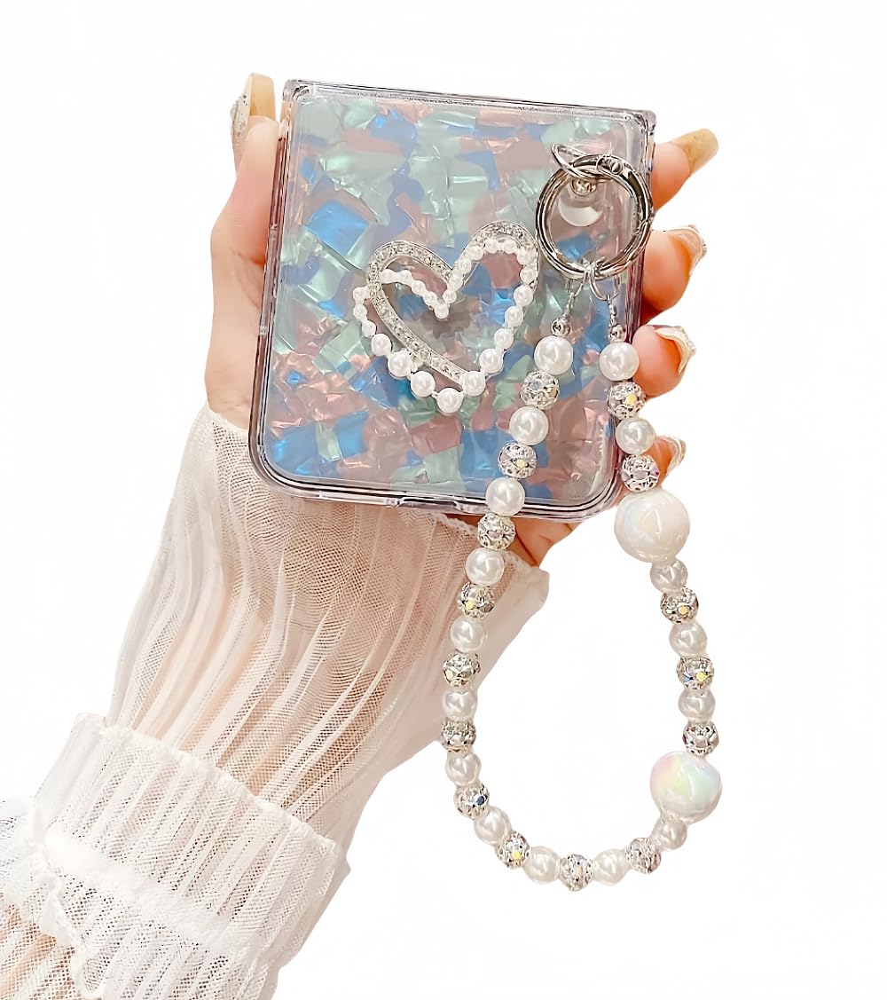 for Motorala Razr Ultra 2025 Case Cute Love Heart Girly Design,Razr Ultra 2025 Phone Case Bling Glitter Pearl Back Soft Silicone Bumper with Bead