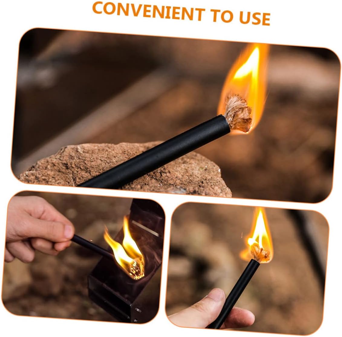 DOITOOL 24sets Portable Fire Starting Cord of Survival Ropes for Camping Hiking and Outdoor Activities Versatile Wick for Quick Ignition and