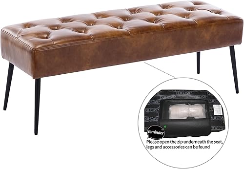 Miniatura 78 de DUHOME Banco otomano tapizado con botones, banco tapizado para dormitorio, reposapiés, banco de acento para entrada, comedor, sala de estar, Negro