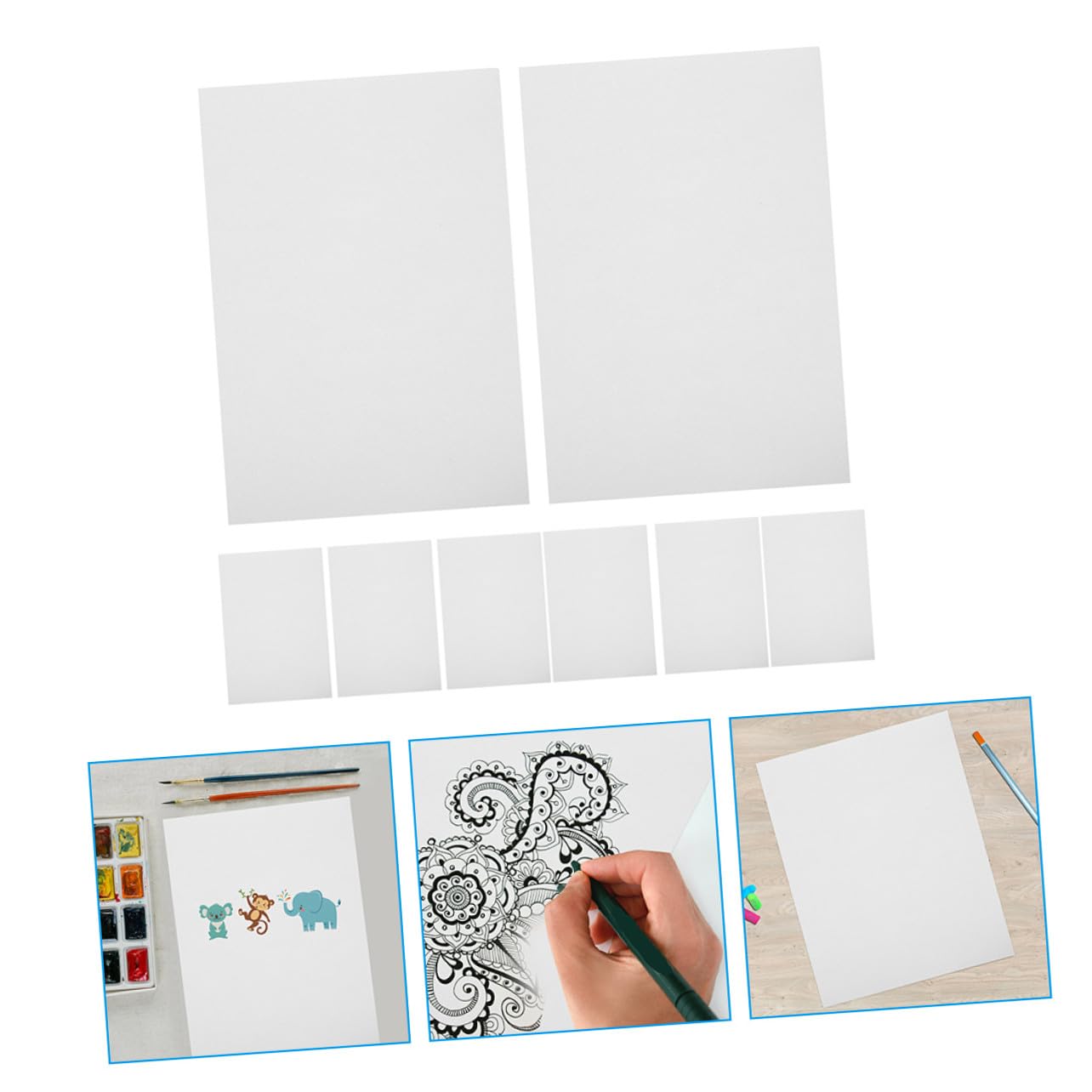 HEALSOPTHY Weißes Aquarellpapier Geeignet für Graffiti und Malen mit Wasserfarben Papierqualität 100 Blatt 160g/m² für Kinder und Künstler zu Hause