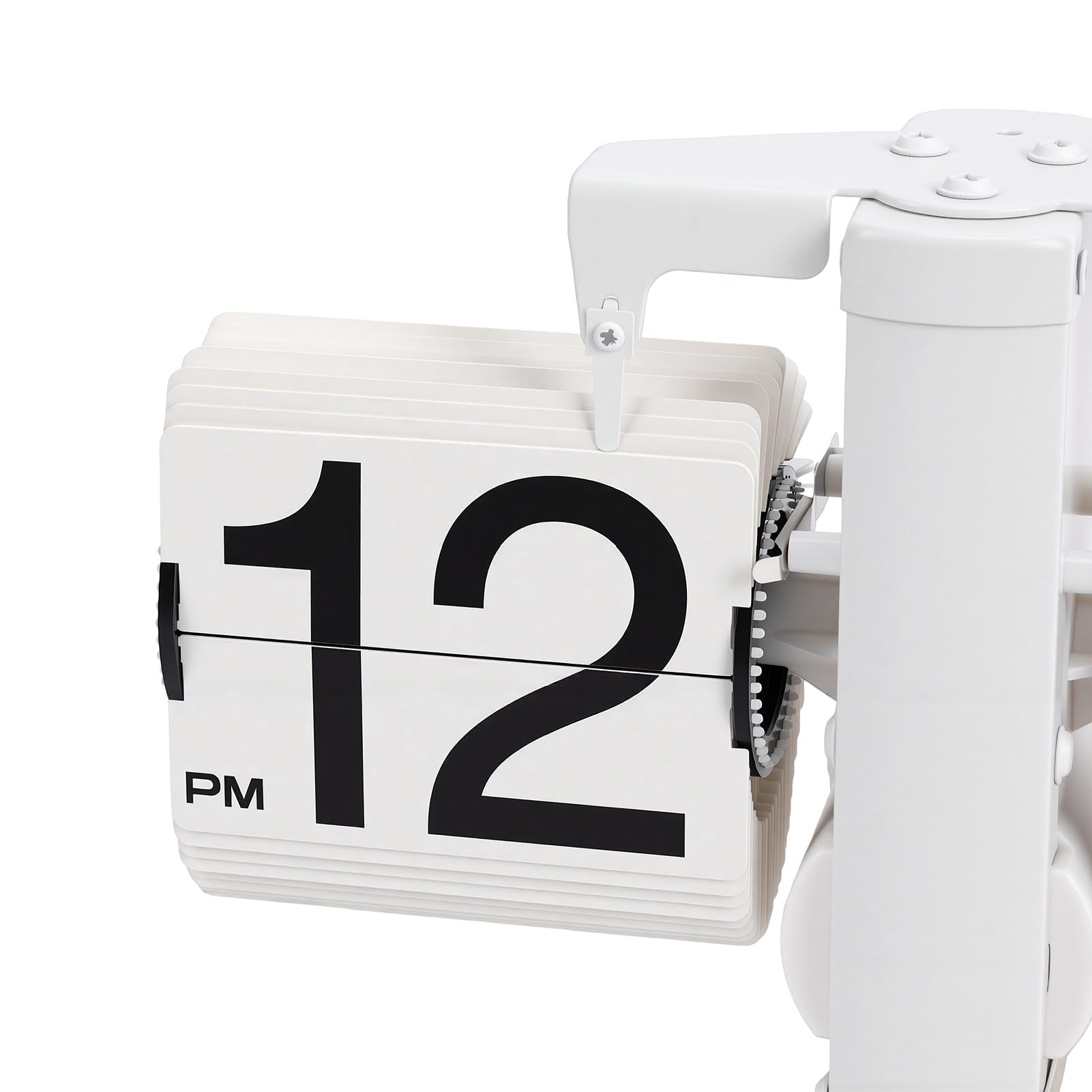 Orologio Flip Automatico 12 Ore Batteria Sveglietto Digitale Retrò da Tavolo, Acciaio Inox Legno Noce Silenzioso per Soggiorno Ufficio Camera da Letto (cornice bianca)