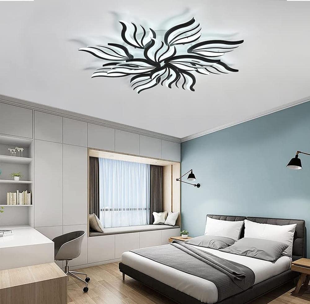 Nowoczesna Lampa Sufitowa LED, Ściemniana, 115 W, Do Salonu, Sypialni, Z Pilotem Zdalnego Sterowania, Zmiana Kolorów Światła - Czarne Oświetlenie