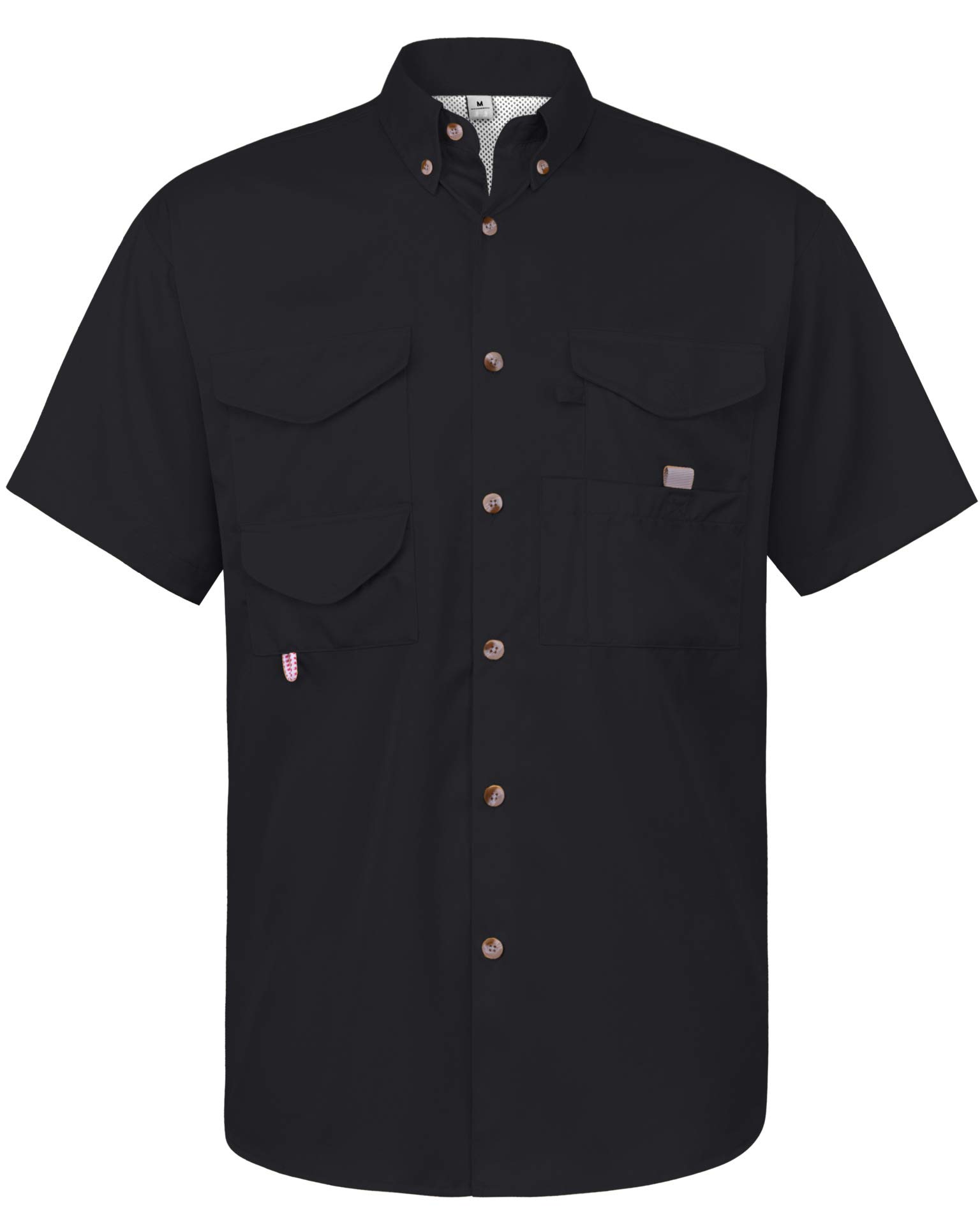 Alimens &amp; Gentle Short Sleeve Fishing Shirt Wicking Fabric Sun Protection Casual Button Down Shirts