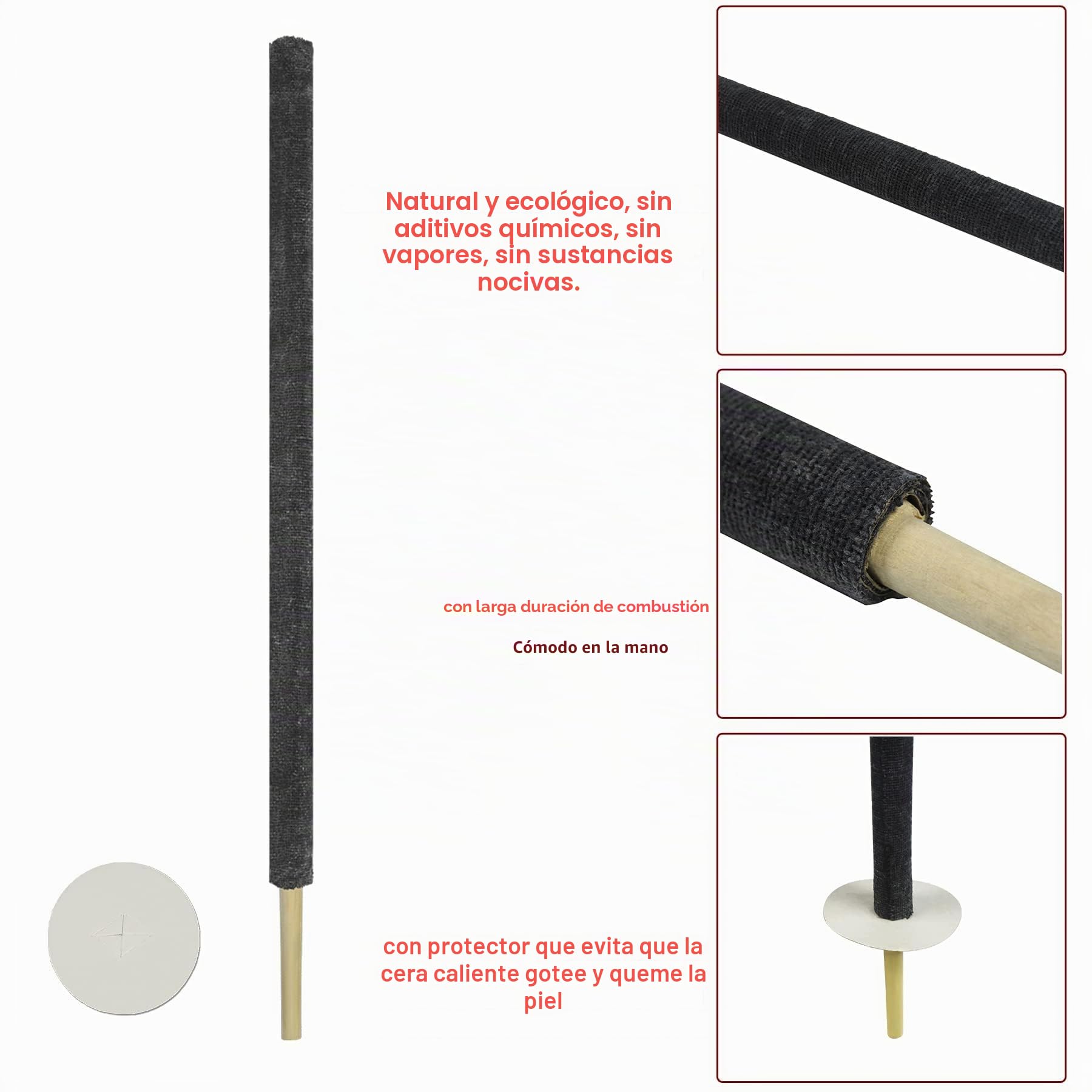 Froadp Antorchas de cera de 72 cm, larga duración de combustión, 100 min, bengalas con mango extralargo y protección de las manos, juego de antorchas y linternas para jardín, exteriores, senderismo