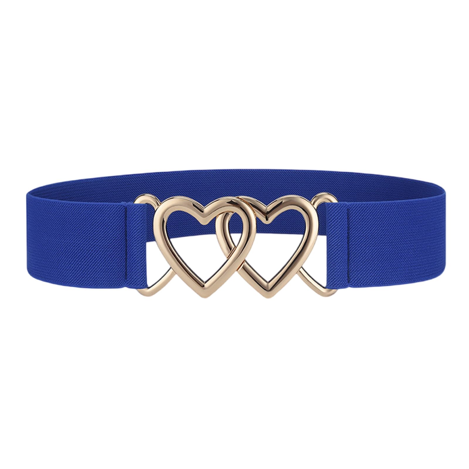 MICFENY Stretchable Double Heart Buckles Elastic Waist Cincher Soft Comfortable Waistband For Women Girl Daily Wear