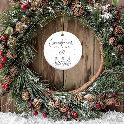 Grandparents' First Time Gifts - Grandma & Grandpa Ornament - Ceramic Christmas Ornament 2026 - Image 3