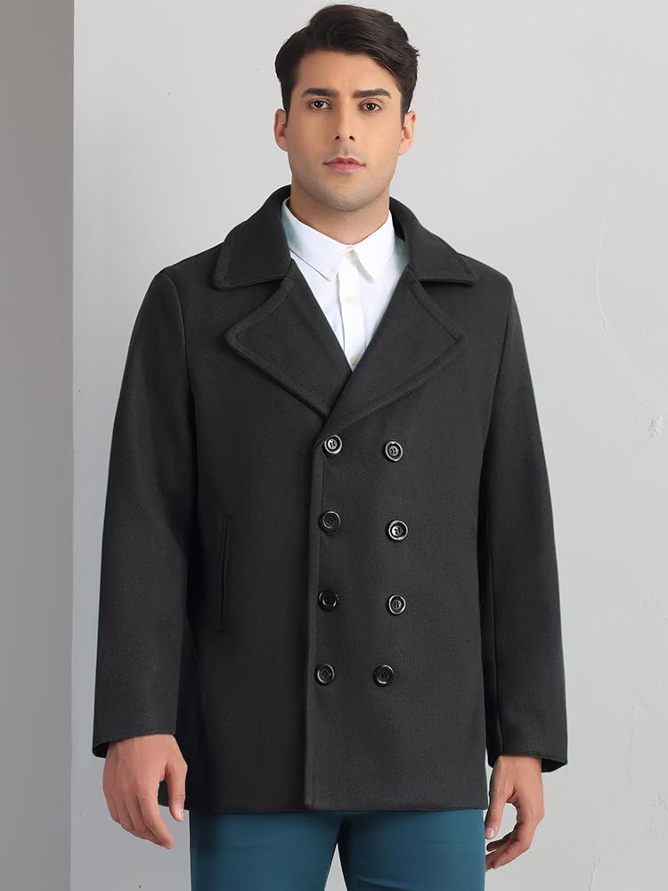 Lars Amadeus Double Breasted Coat for Men's Notched Collar Formal