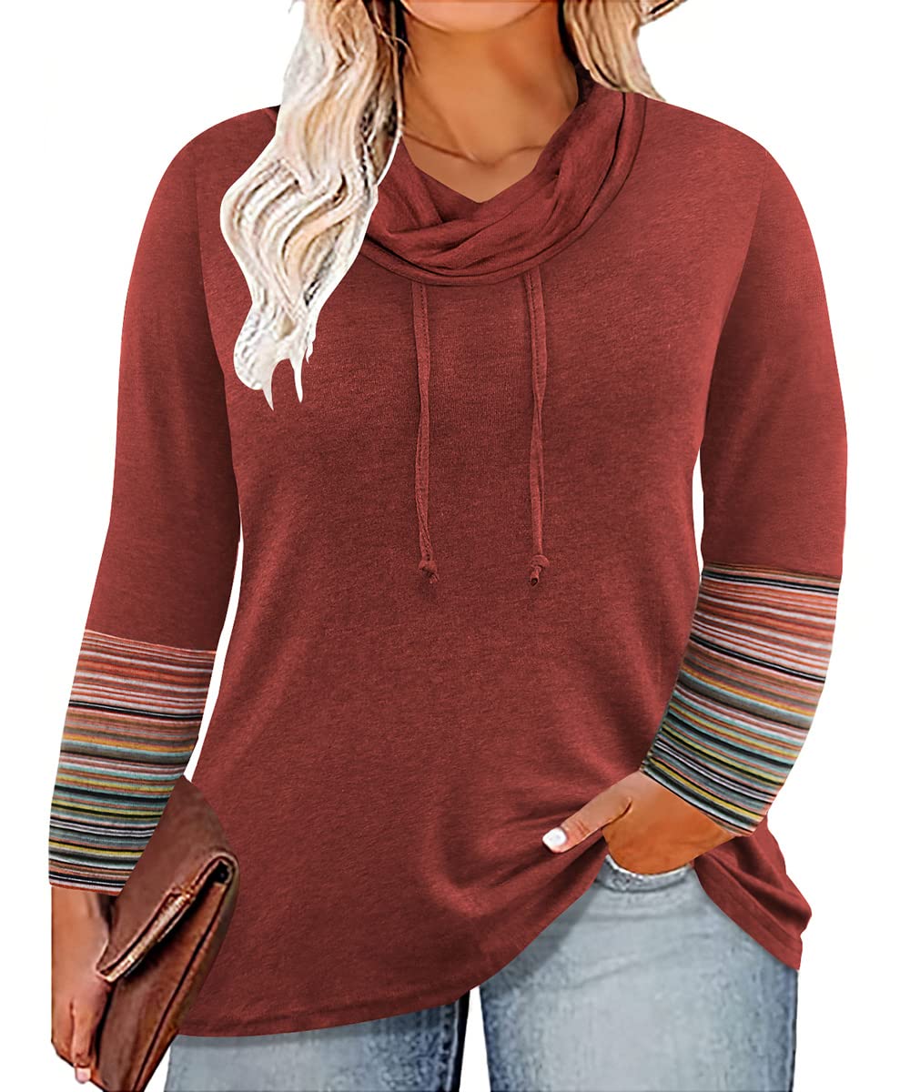 RITERAPlus Size Tops for Women Long Sleeve T-Shirt Cowl Neck Casual Blouses Fall Winter Tunics