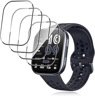 【4枚セット】For Amazfit Bip 6 フィルム 保護フィルム Kluso PET複合材 3D曲面カバー 高透過率 高感度タッチ 指紋防止 衝撃吸収 自動吸着 気泡防止 Amazfit Bip 6 対応 液晶フィルム