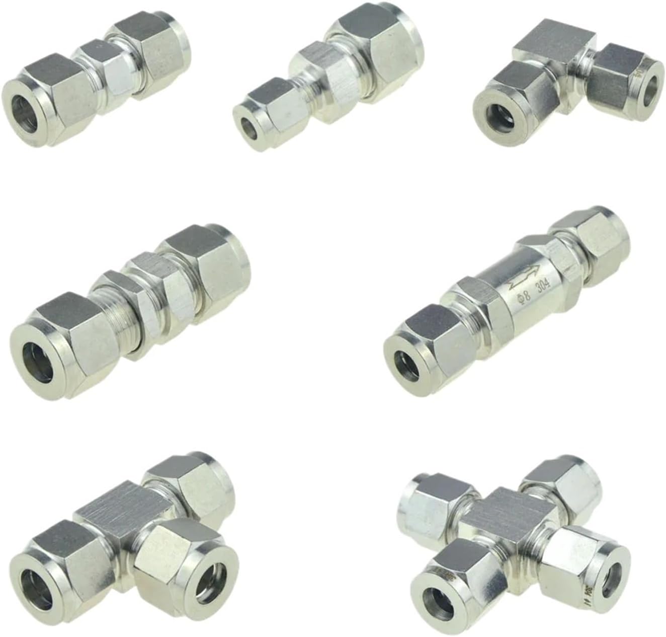 304 Compression Ferrule Pipe Fitting 6mm 8 10 12mm Conversion Adapter 1/4 1/2 Tube Stainless Steel Coupler Connector(PM,16mm OD Tube)