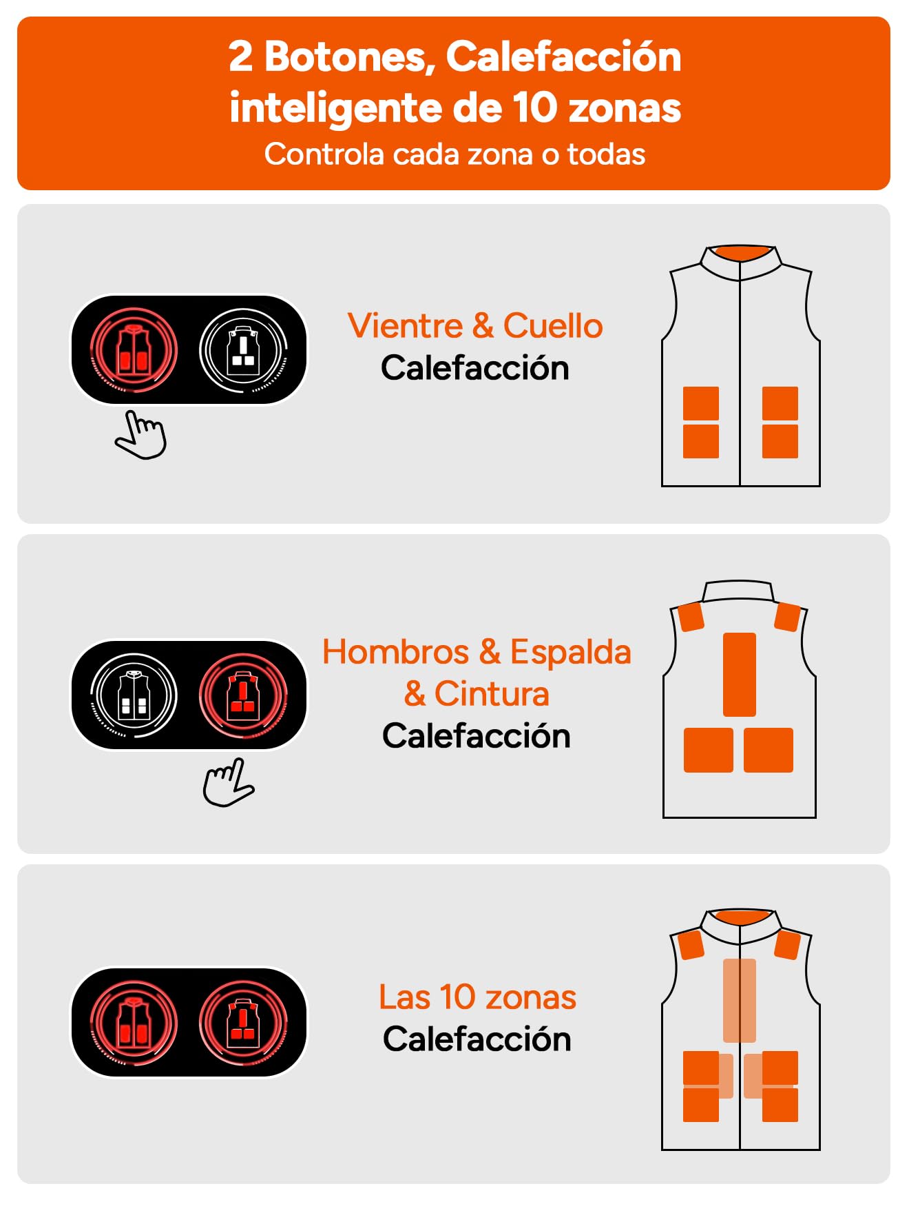 DR.PREPARE Chaleco Calefactable para Hombre y Mujer, 3 Niveles de Calefacción 10 Zonas Chaleco Térmico para Esquí Pesca Senderismo Camping