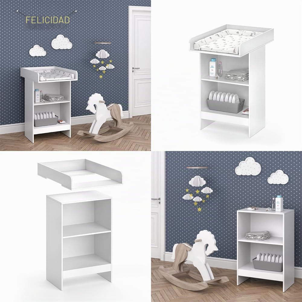 Vicco Cómoda Cambiador Leo, Blanco, 60 x 103 cm, con Estante Abierto y Cambiador extraíble