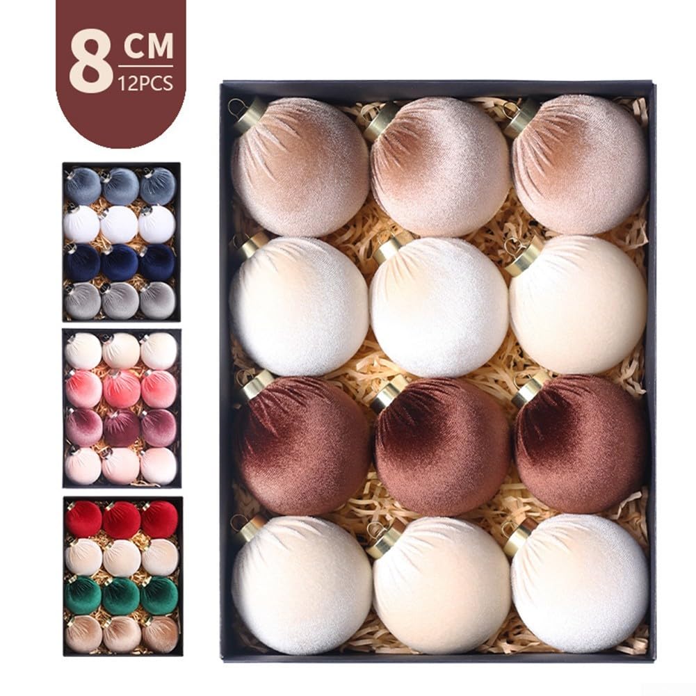 Palle Natalizie Tessuto 8cm 12pz Addobbi Palle Natalizie Tessuto(B)