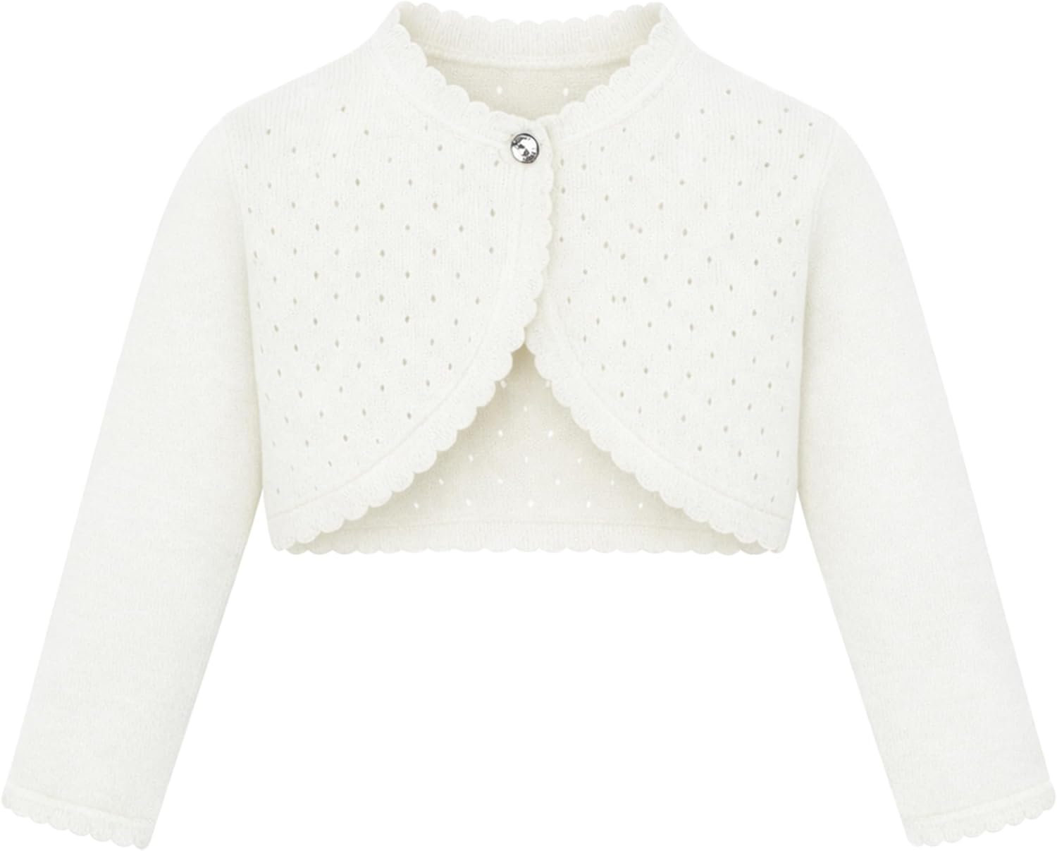Lilax Baby Girls' Knit Long Sleeve One Button Closure Bolero Shrug