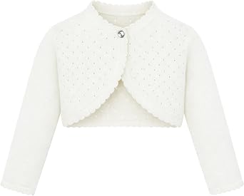 Lilax Baby Girls Knit Long Sleeve One Button Closure Bolero Shrug