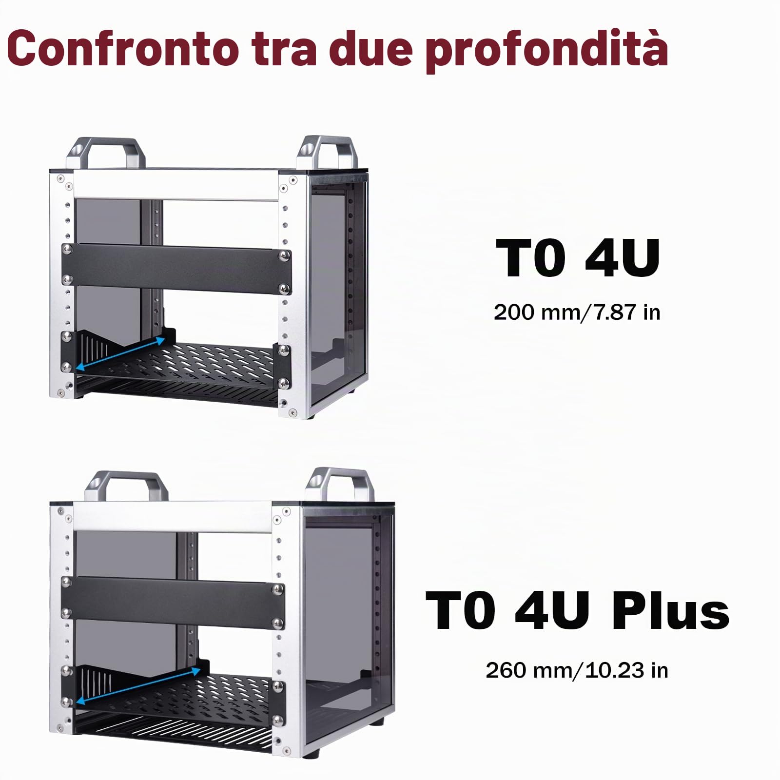 GeeekPi DeskPi RackMate T0 Plus, armadio server 4U da 10 pollici, mini rack profondo 260 mm con ripiano e pannello cieco, per NAS, AV e tecnologia di rete (argento)