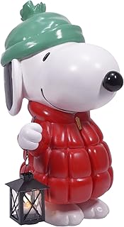 Mark Feldstein, Peanuts Snoopy Puffer Jacket LED Porch Greeter, 17 Inch