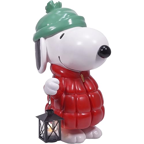 Mark Feldstein, Peanuts Snoopy Puffer Jacket LED Porch Greeter, 17 Inch