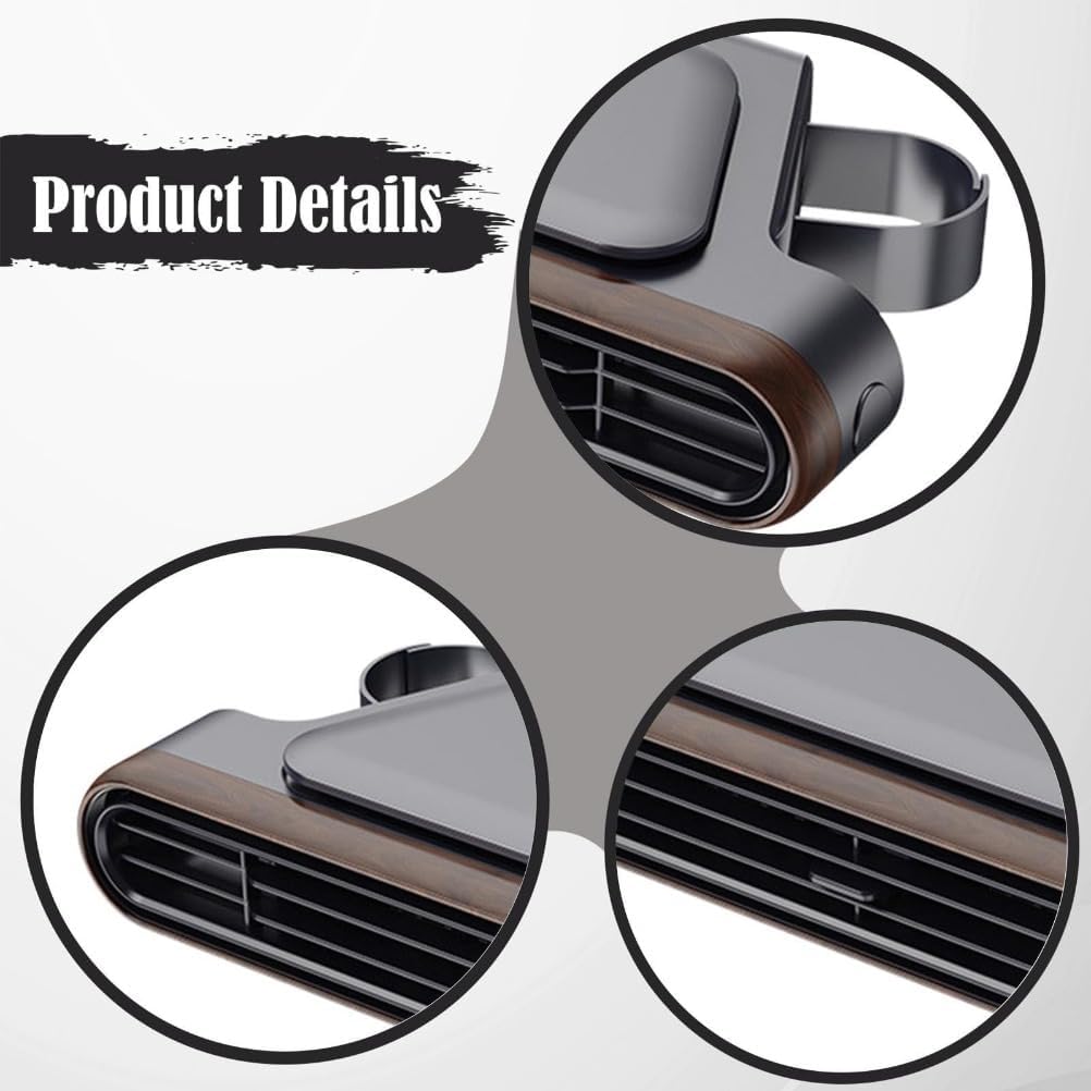Car Cooling Fan for Backseat Easy Installation Car Portable Fan, Black (Wood Grain Color)