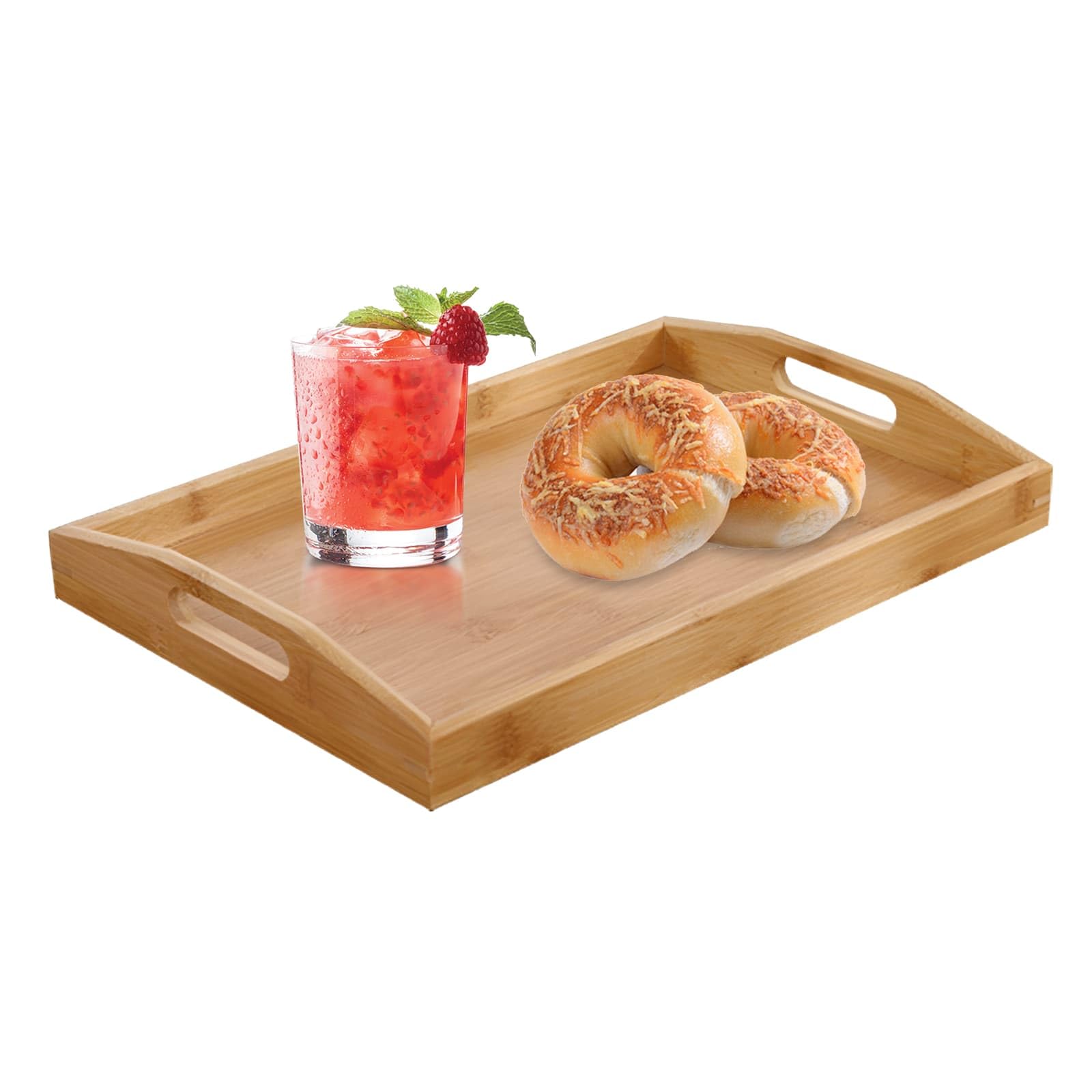 Wooden Trays with Handles, Wooden Rectangular Food Trays, Home Decoration Storage for Breakfast Dinner Tea Coffee Snacks Cheese Tray Kitchen Counters Bathrooms Dining Rooms and Party