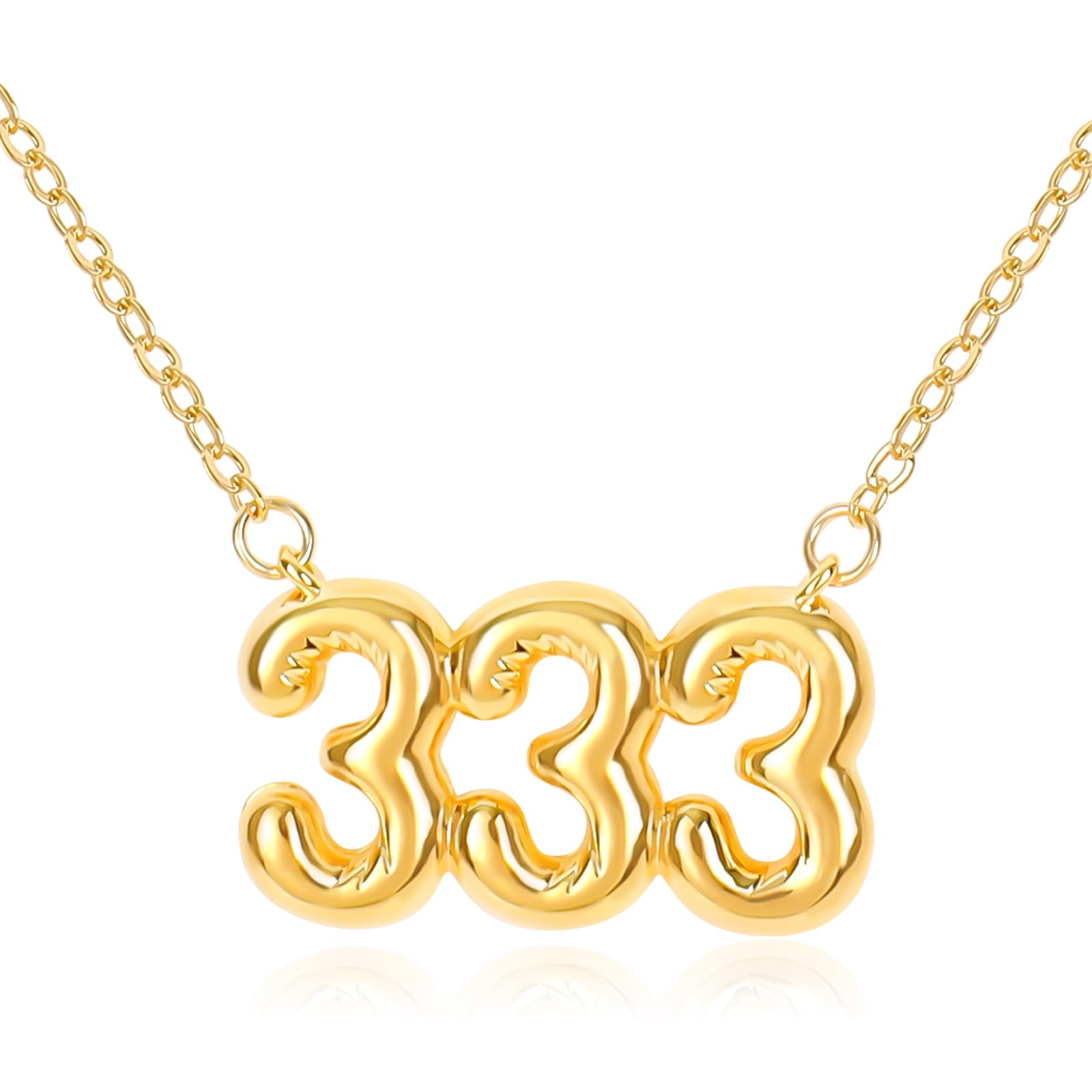 Bubble Angle Number Necklace 111 222 333 444 555 666 777 888 999 for Women, 18K Gold Plated Lucky Number Pendant Numerology Jewelry Friendship Birthday Gift Valentine's Day