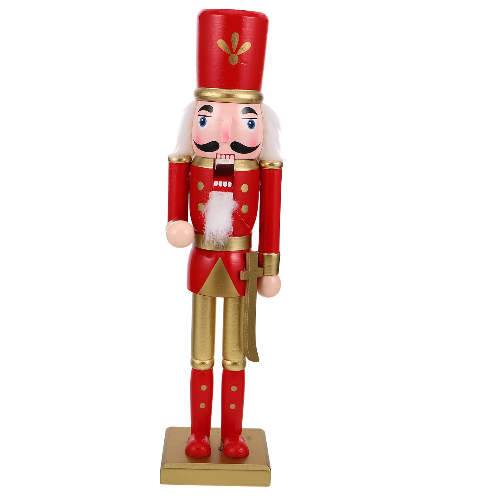 FRCOLOR 3 Pezzi Statuina Schiaccianoci Natalizia in Legno Rosso per