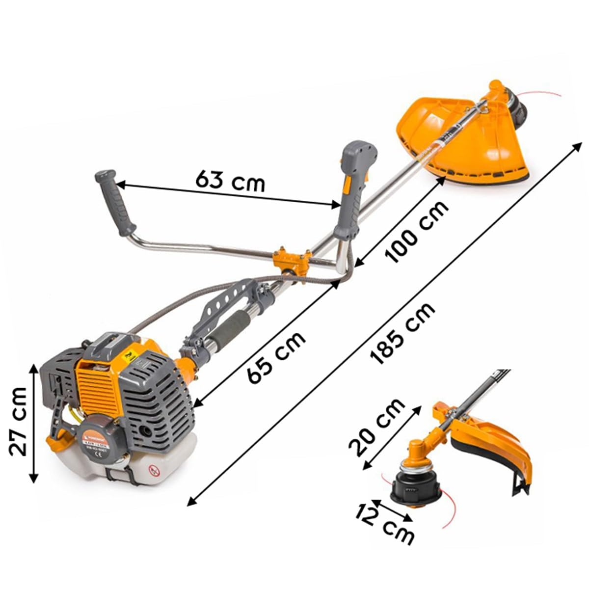 Desbrozadora térmica con motor de 2 tiempos 49 cm³ 6 CV efectivo + kit de accesorios
