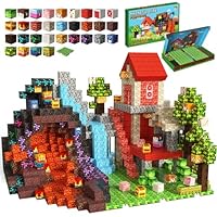 powerful xishan 150 PCS Magnetic Blocks, Forest Magnetic Building Blocks for Kids Ages 3+, Magnet Cubes with 4 Bottom Plate for Boys, Minecraft Blocks STEM Toys & Ideal Christmas Birthday Gift