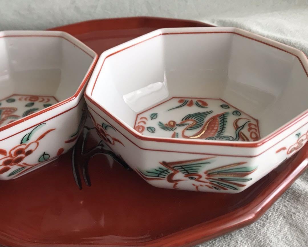 Amazon.co.jp: たち吉 呉須赤絵金彩 花鳥 鳳凰 八角小鉢 2客