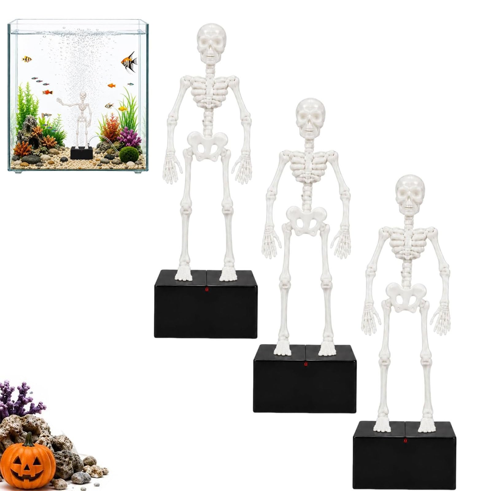 Aeratore per acquario a forma di scheletro danzante - Decorazione acquario (3Pcs)