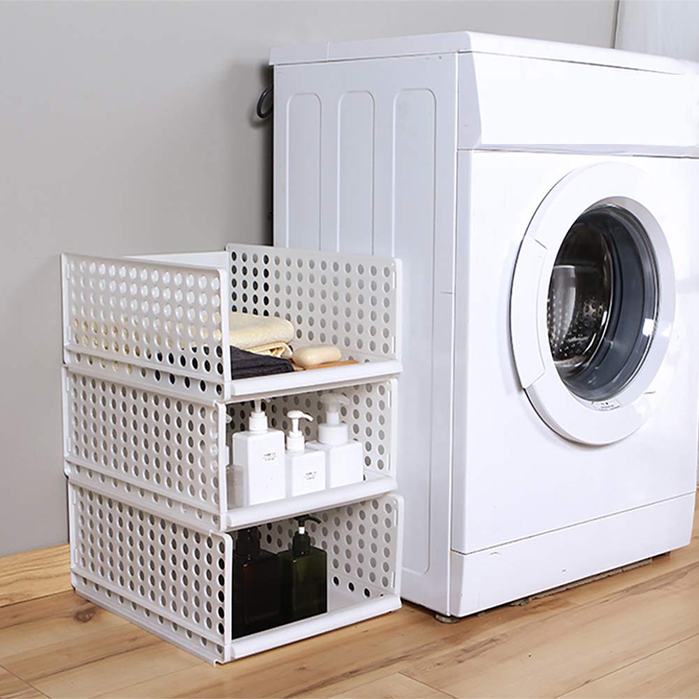 Wardrobe Storage Box ,4Pack Plastic Wardrobe Organizer Stackable