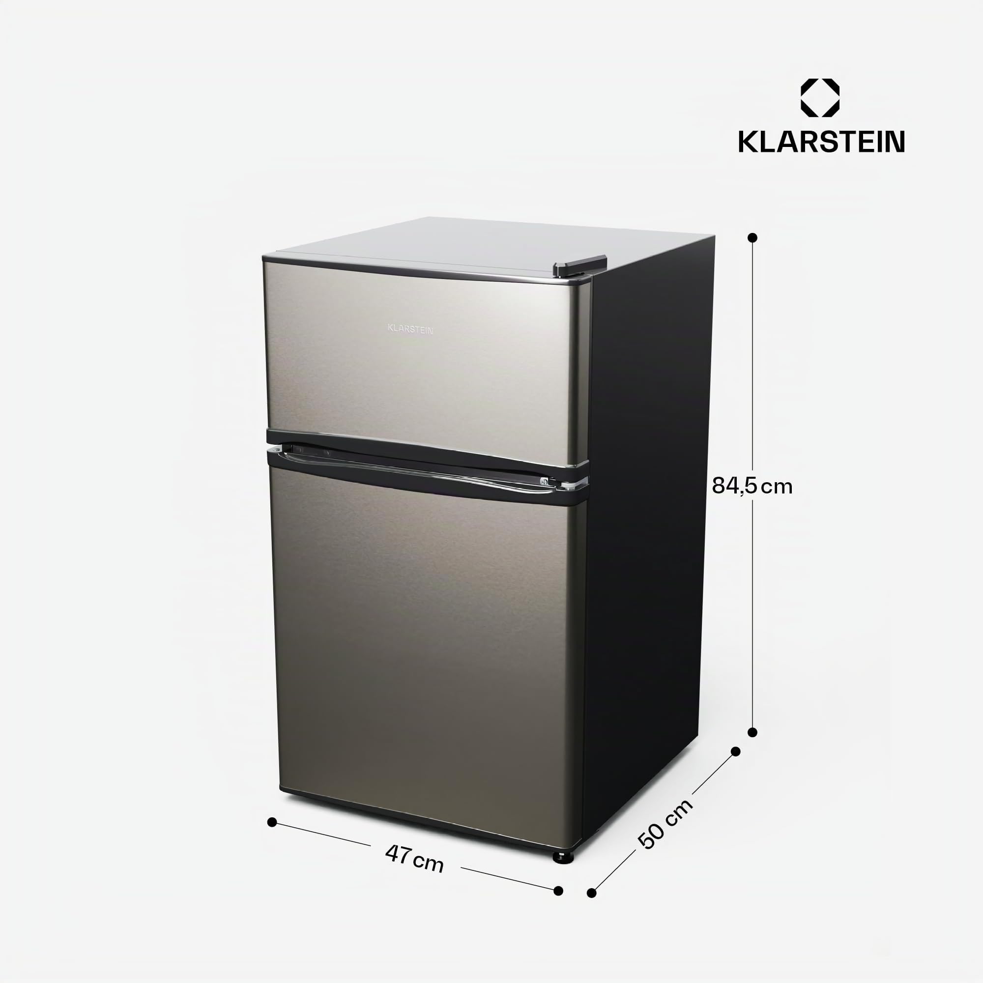 KLARSTEIN Big Daddy Cool – Combinación Nevera-Congelador, Neveras silenciosas de 86L de capacidad, Eficiencia energética clase E, Frigorífico de 61L, Congelador de 25L