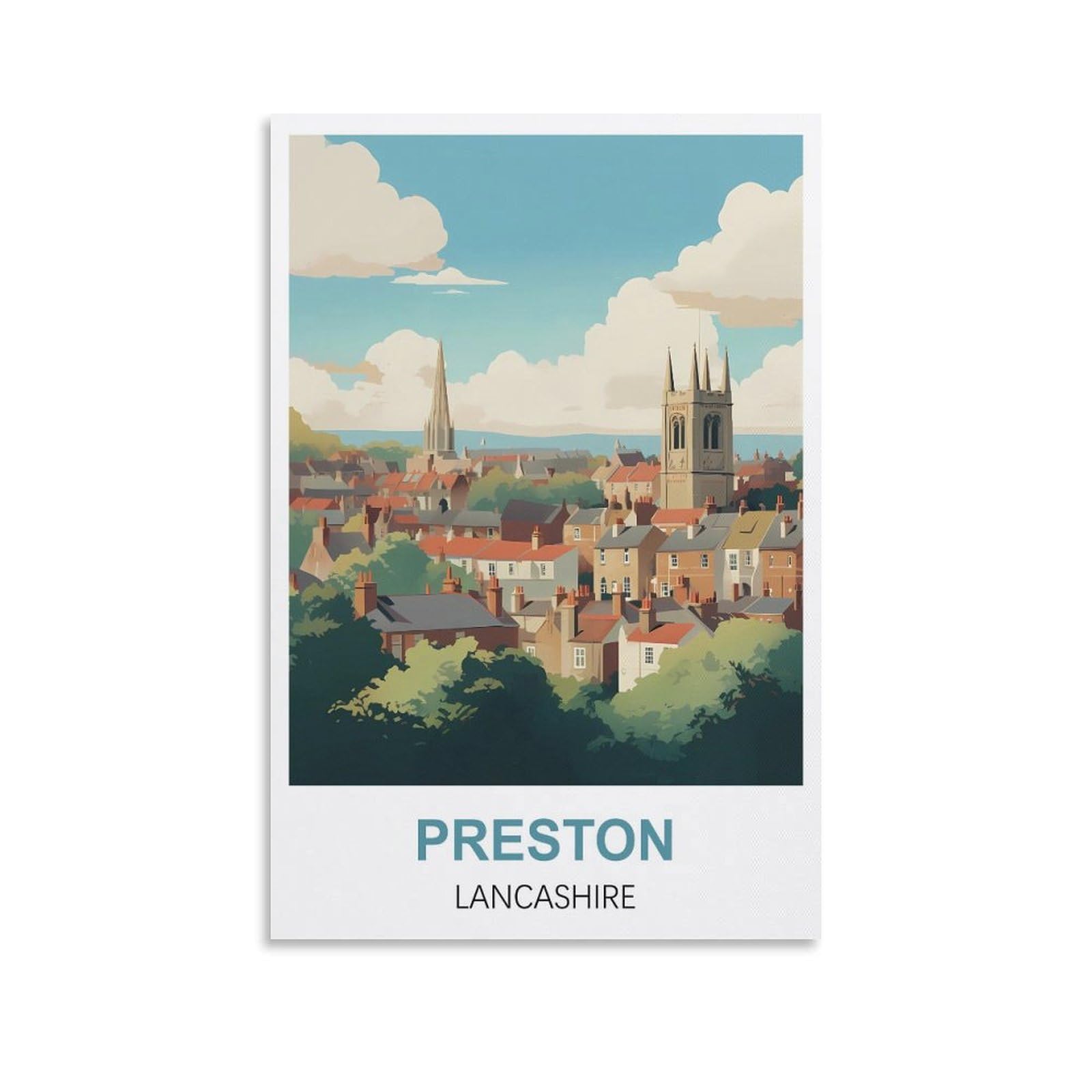 Cyyhgee Unframe-Style Preston Lancashire Vintage Travel Poster 08X12inch(20X30cm) Canvas Poster Wall Art Living Room Home Decor