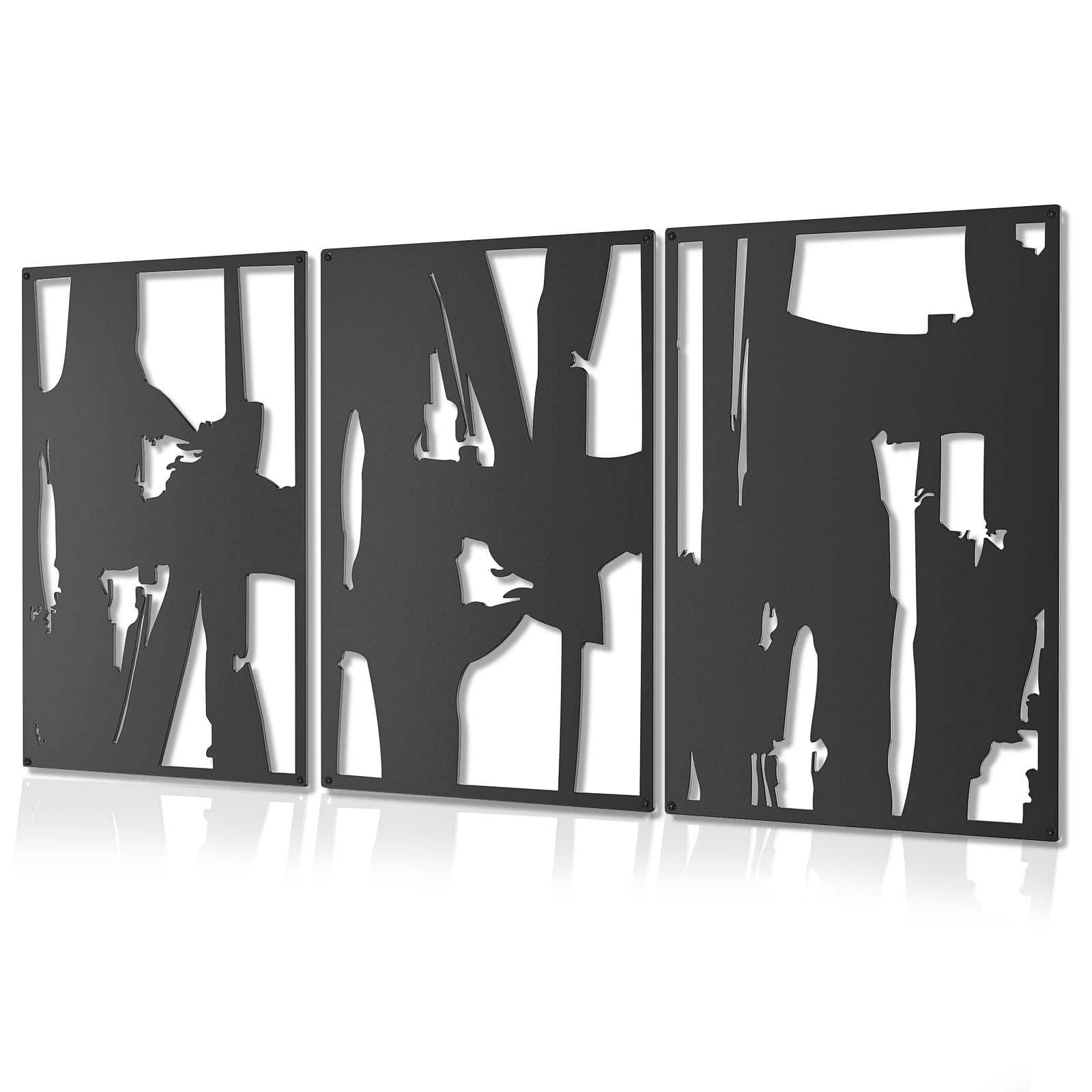 Gouisalin 3 Pack Black Abstract Metal Wall Art Decor, Modern Minimalist Single Line Art Décor, 3D Textured Structure Sculptures Hanging Wall Home