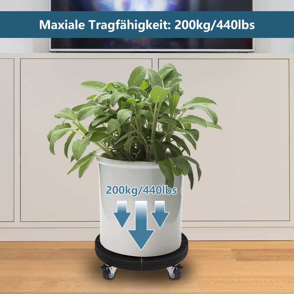SMONTER Rouleau de plante, planche à roulettes réglable (38-50 cm), planche à roulettes lourde (force de jour 200 kg), support antidérapant avec freins, gris