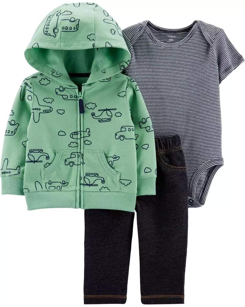 Carter's Baby Jungen 3-teiliges kariertes Strickjacken-Set