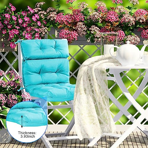 Geelin High Back Patio Chair Cushion Indoor Outdoor Seat Back Chair Cushions Tufted Patio Chair Cushions Waterproof Rocking Chair Pads All Weather Replacement Cushions For Outdoor Furniture (Blue, 4) #TOP6