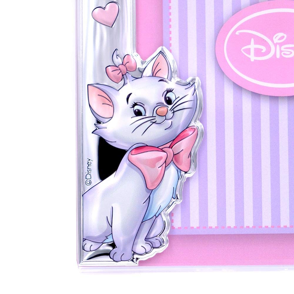 Disney Baby - Die Aristocats - Bilderrahmen aus Silber für Tisch oder Nachttisch mit 3D-Details Katze Minou für das Kinderzimmer des Mädchens, perfekt als Geschenkidee für Taufe oder Geburtstag