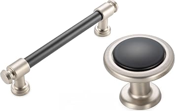 KOOFIZO 20 Pack Drawer Knob and 10 Pack Cabinet Pull, Black and Nickel, 5" 128mm Screw spacing Handle