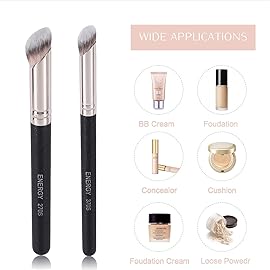 ENERGY Foundation Brushes Set - Angled Brush & Mini Concealer Brush Premium Synthetic Eye Makeup Bushes for Blending Liquid Foundation Cream Powder Cosmetics 270S/370S