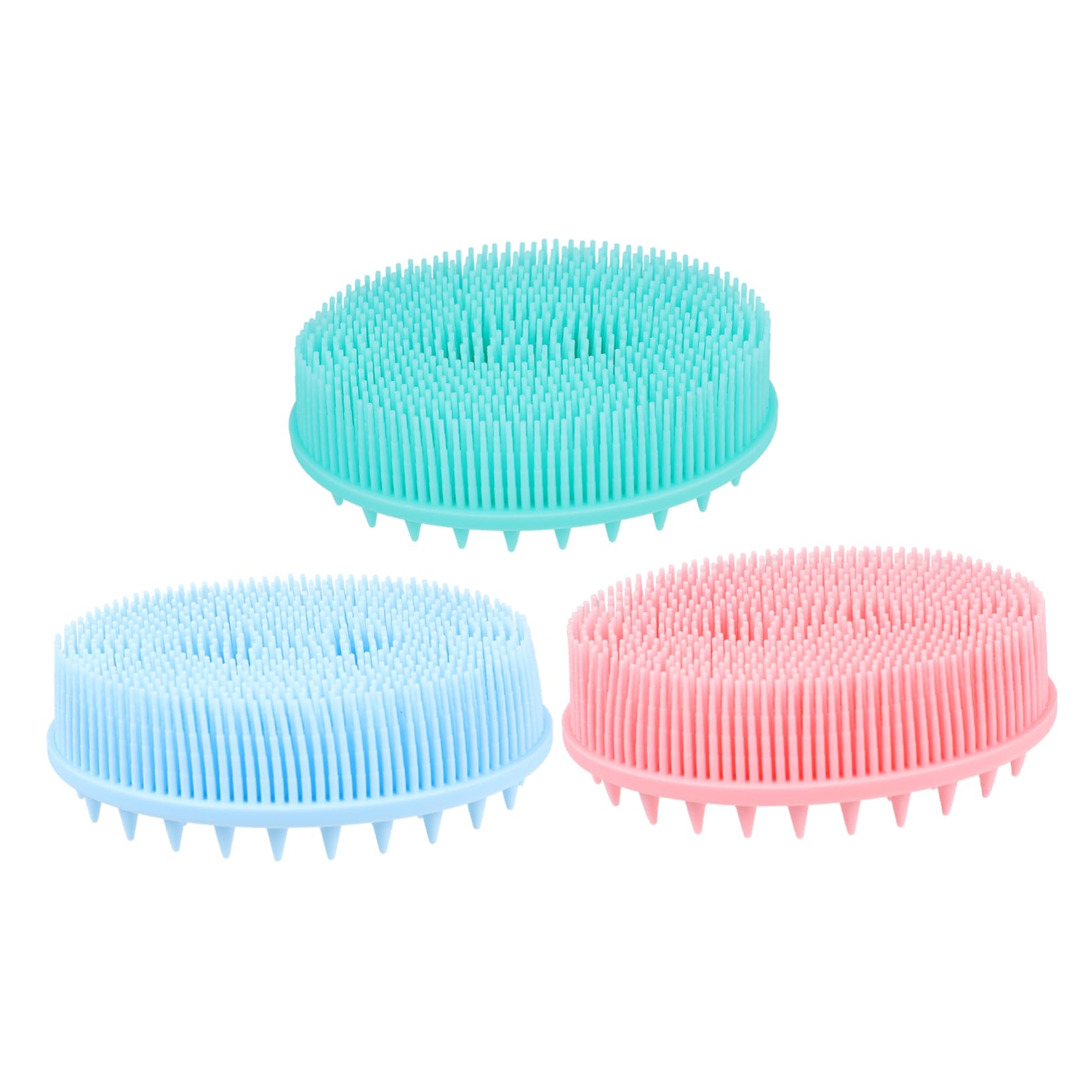 IWOWHERO 3Pcs Bath Hair Brush Soft Silicone Hair Brush for Gentle Massage Exfoliation Safe for Scalp Includes and Colors