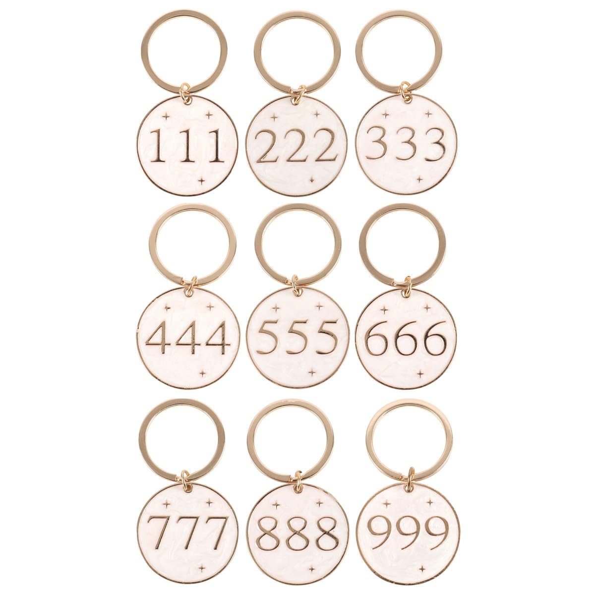 Something Different Angel Number Keyring (Pack of 9) (One Size) (Cream/Gold)