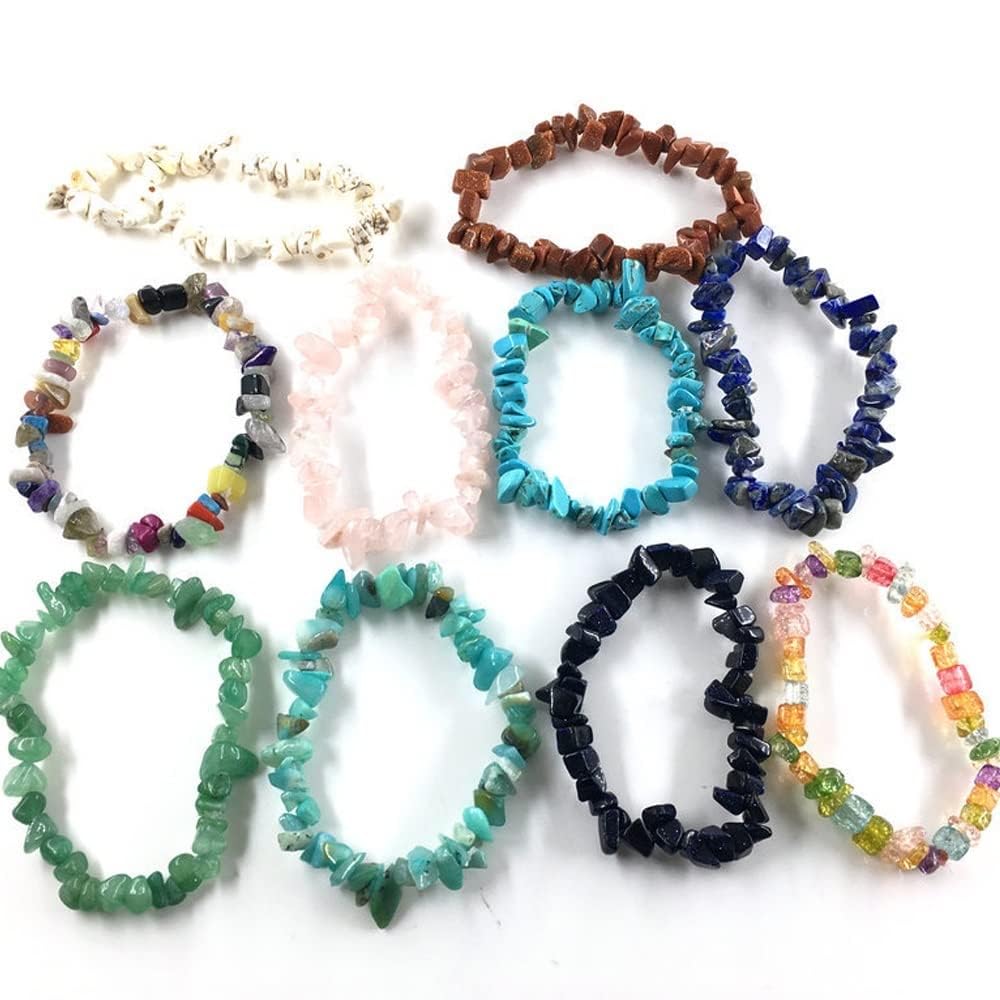 YDYDTTKD Pulsera de Piedras Preciosas Naturales, Cuentas de Cristal Irregulares elásticas, Pulseras de Pepitas, Pulsera de Cuarzo para Mujer