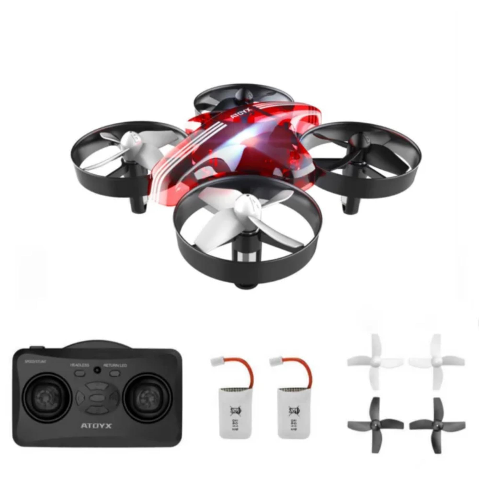 Mini Drone for Kids & Beginners, Indoor Portable Hand Operated/RC Nano Helicopter Quadcopter with Auto Hovering, Headless Mode & Remote Control, Children's Day Gift for Boys and Girls -Red.4-blade design delivers greater stability and increased thrust.