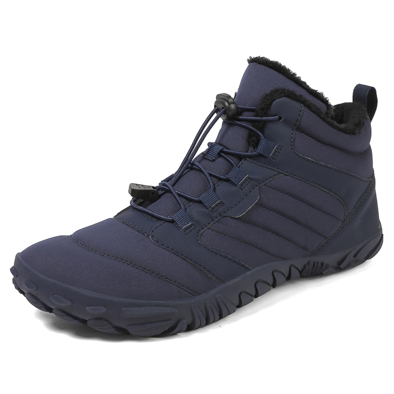 Men's and Women's Barefoot Hiking Boots | Zero Drop Winter Snow Boots with Wide Toe Box | Slip-On Waterproof Ankle Booties | Minimalist Five-Finger Sneakers for Outdoor Hiking and Walking