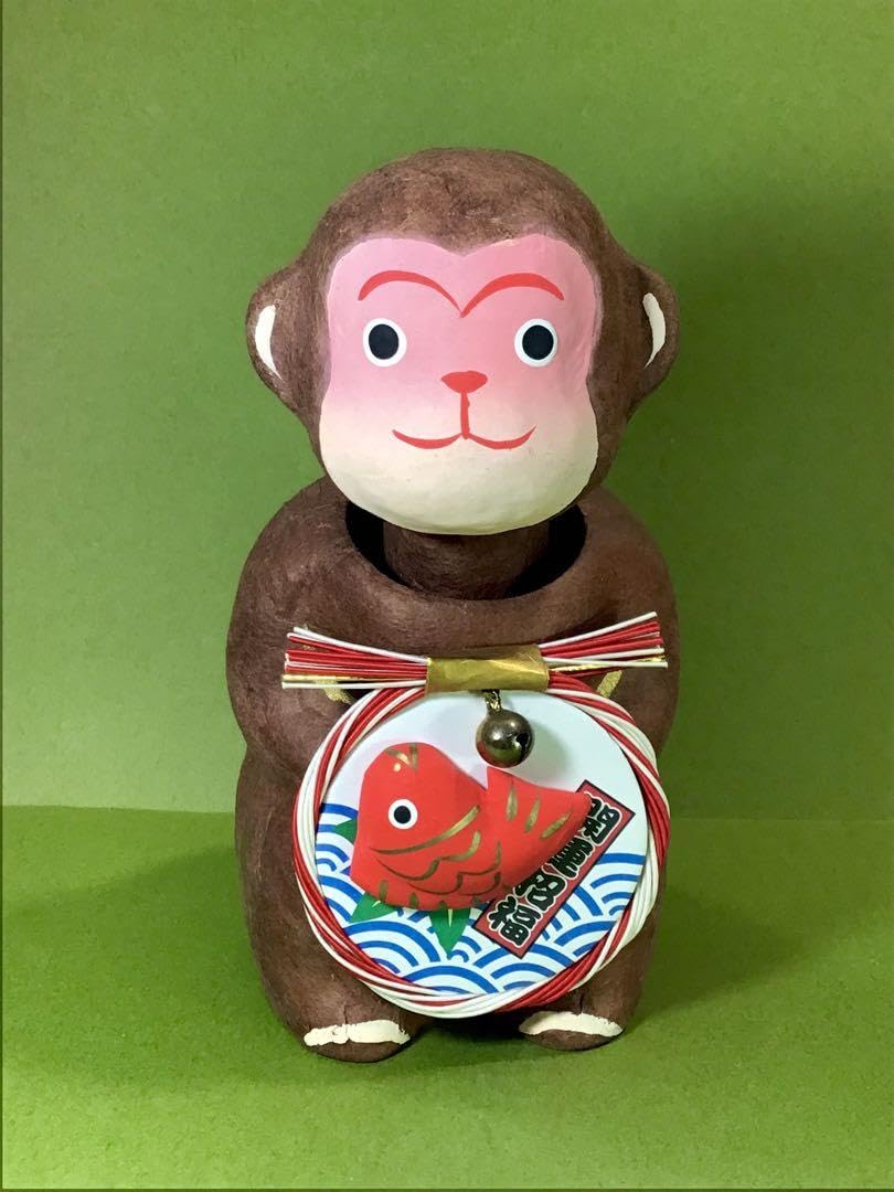 Amazon | 玩具 縁起物 鯛 持ち 猿 首振り張子 人形 郷土玩具 申